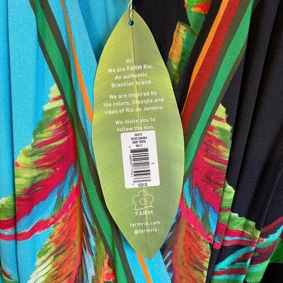 Farm Rio Mixed Banana Wrap Style Multicolored Dress S - Picture 9 of 12